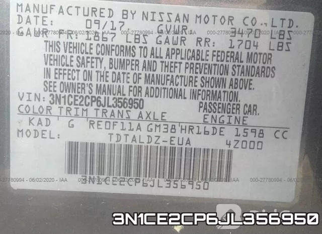 3N1CE2CP6JL356950 фото 10