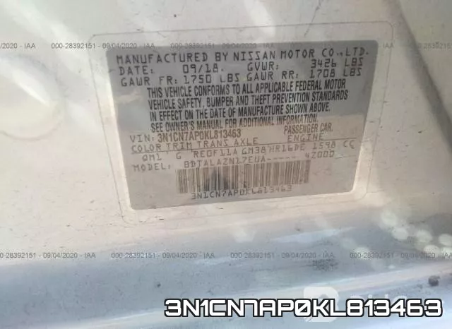 3N1CN7AP0KL813463 фото 10