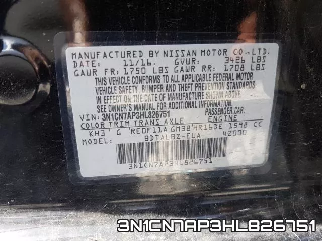 3N1CN7AP3HL826751 фото 2