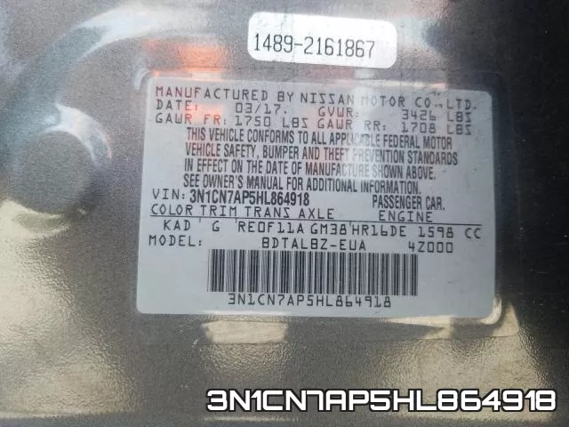 3N1CN7AP5HL864918 фото 2