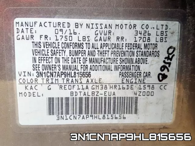 3N1CN7AP9HL815656 фото 2