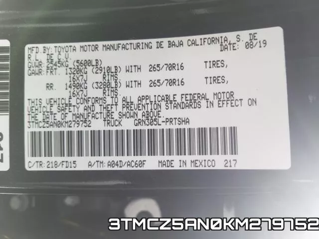 3TMCZ5AN0KM279752 фото 2