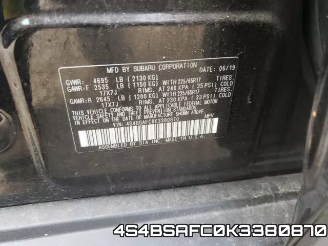 4S4BSAFC0K3380870 фото 2