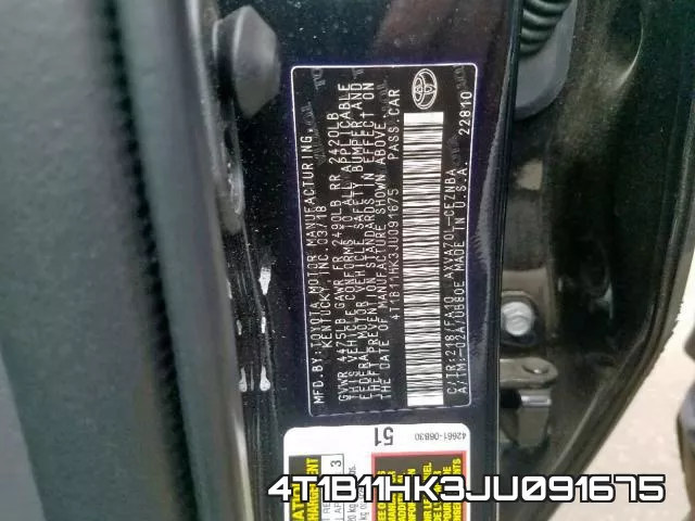 4T1B11HK3JU091675 фото 2