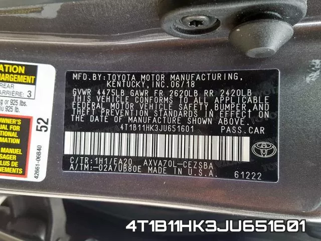 4T1B11HK3JU651601 фото 2