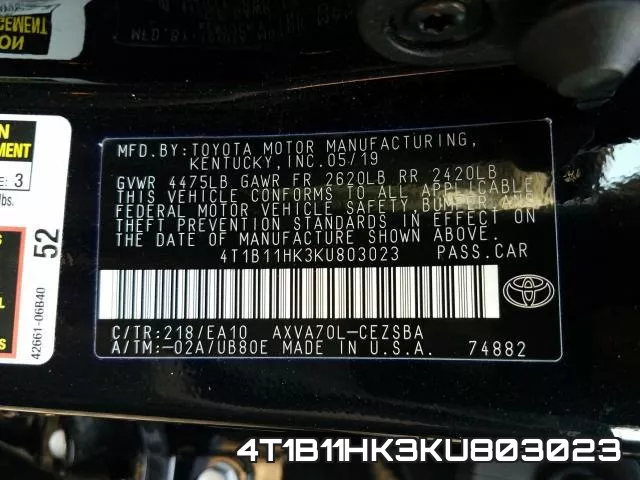 4T1B11HK3KU803023 фото 2