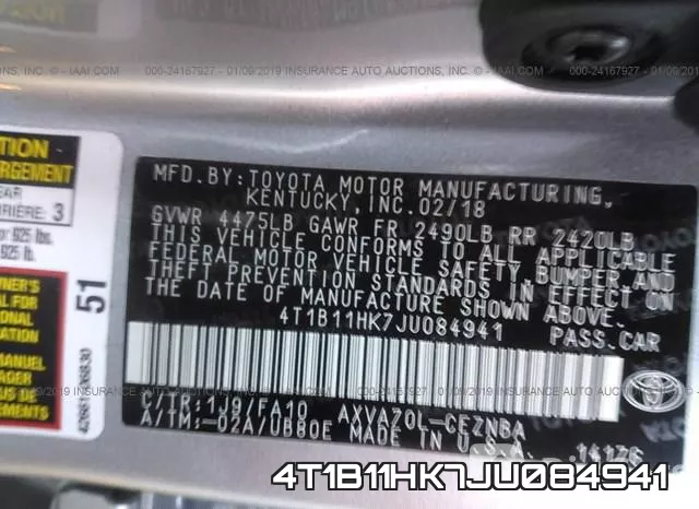 4T1B11HK7JU084941 фото 10