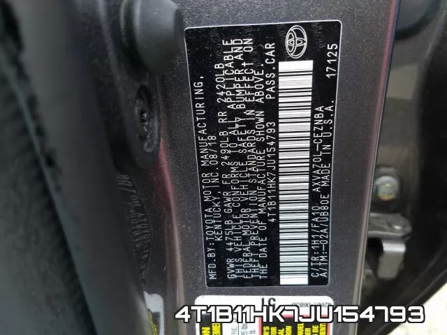 4T1B11HK7JU154793 фото 2