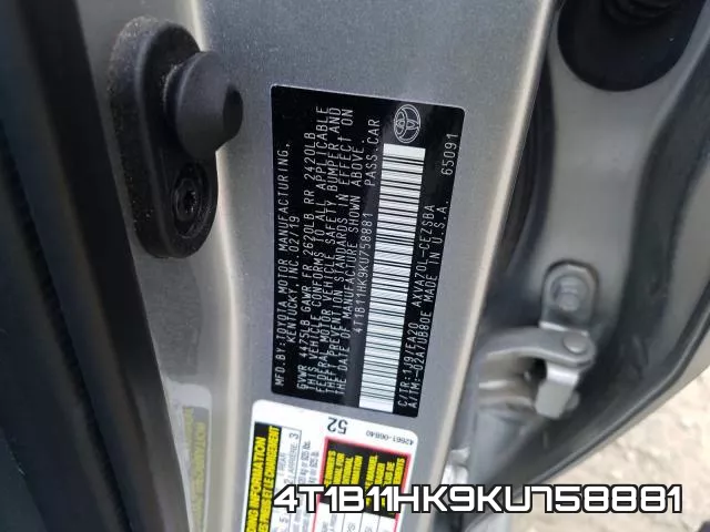 4T1B11HK9KU758881 фото 2