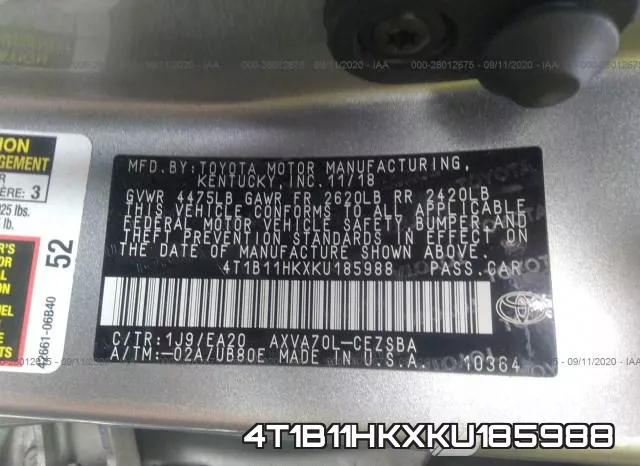 4T1B11HKXKU185988 фото 10