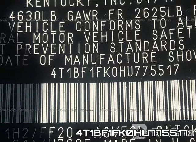4T1BF1FK0HU775517 фото 10