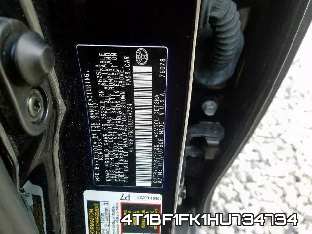 4T1BF1FK1HU734734 фото 2