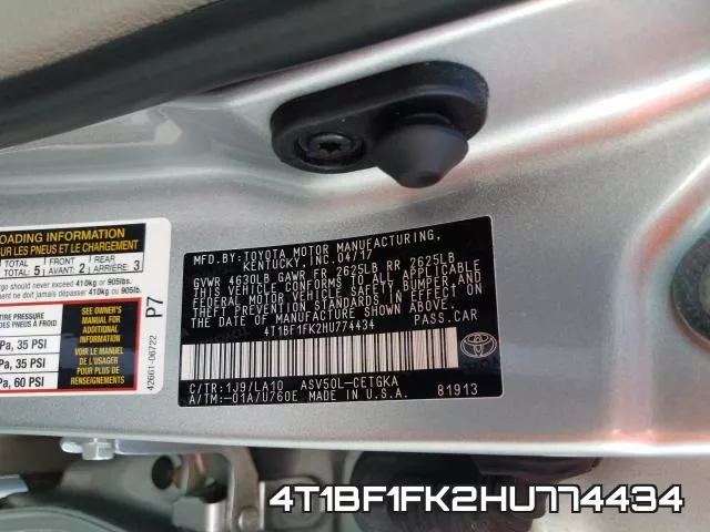4T1BF1FK2HU774434 фото 2