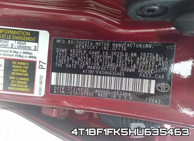 4T1BF1FK5HU635463 фото 10