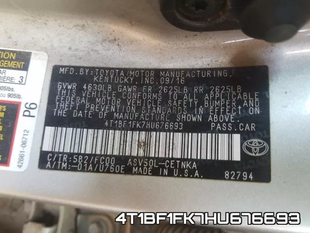 4T1BF1FK7HU676693 фото 2