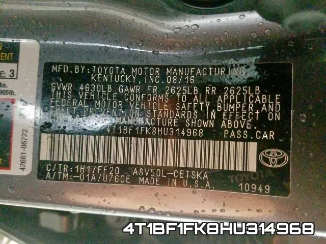 4T1BF1FK8HU314968 фото 2