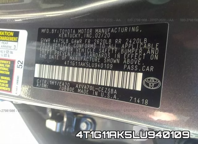 4T1G11AK5LU940109 фото 10