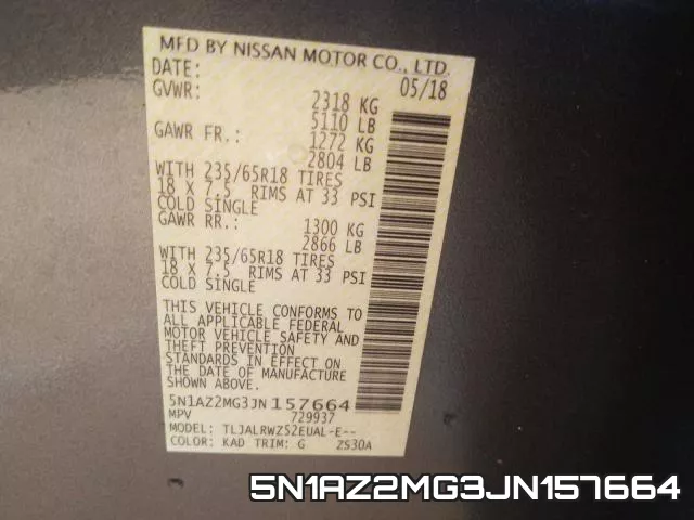 5N1AZ2MG3JN157664 фото 2