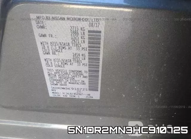 5N1DR2MN3HC910725 фото 10