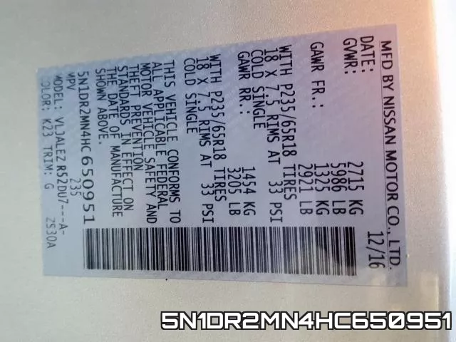 5N1DR2MN4HC650951 фото 2
