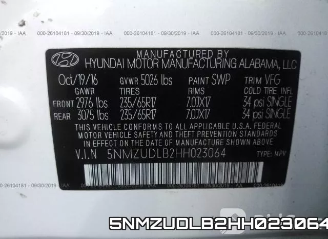 5NMZUDLB2HH023064 фото 10