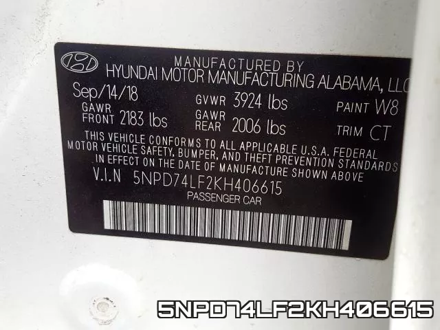 5NPD74LF2KH406615 фото 2