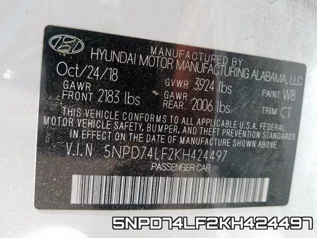 5NPD74LF2KH424497 фото 2