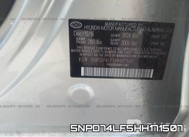 5NPD74LF5HH171507 фото 10