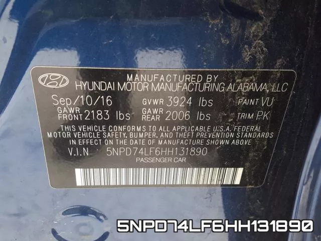 5NPD74LF6HH131890 фото 2