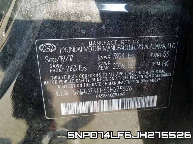 5NPD74LF6JH275526 фото 2