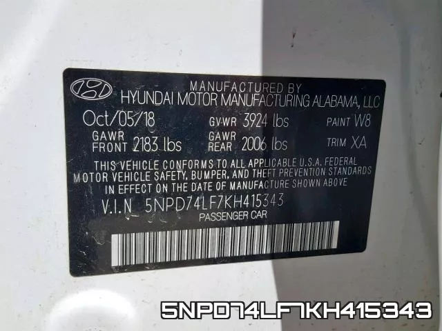 5NPD74LF7KH415343 фото 2