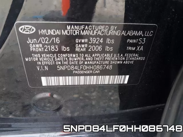 5NPD84LF0HH086748 фото 2