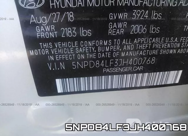 5NPD84LF3JH400768 фото 10
