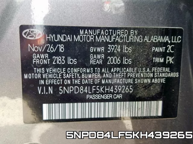 5NPD84LF5KH439265 фото 2