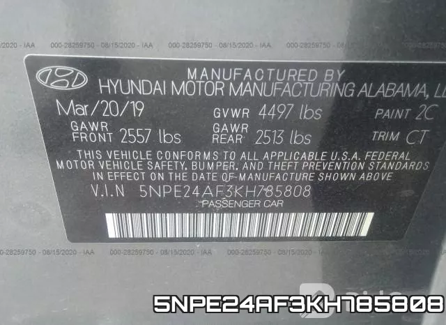 5NPE24AF3KH785808 фото 10