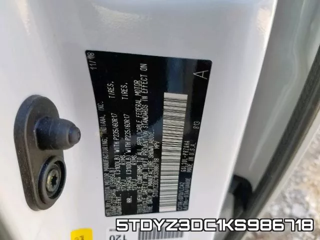 5TDYZ3DC1KS986718 фото 2