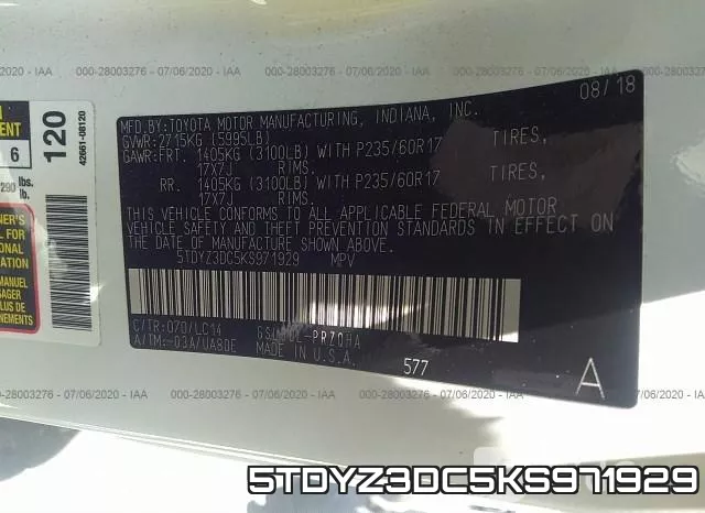 5TDYZ3DC5KS971929 фото 10