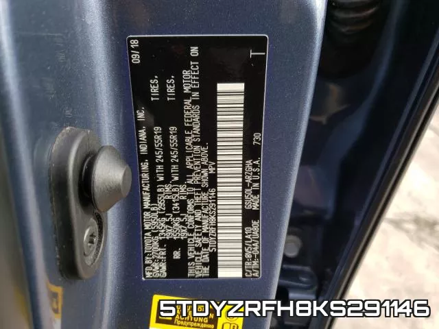 5TDYZRFH8KS291146 фото 2