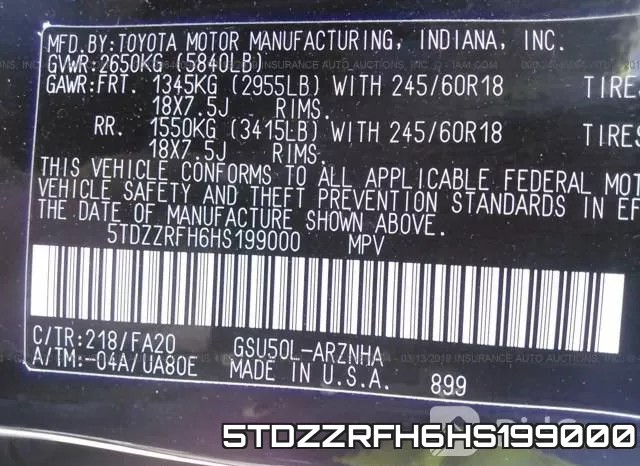5TDZZRFH6HS199000 фото 10