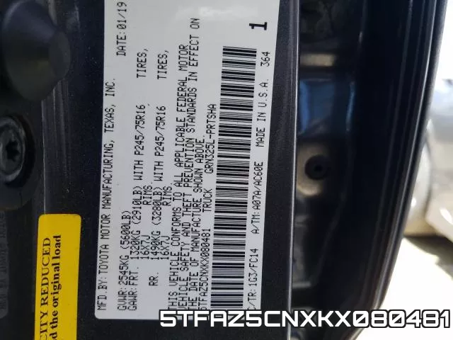 5TFAZ5CNXKX080481 фото 2
