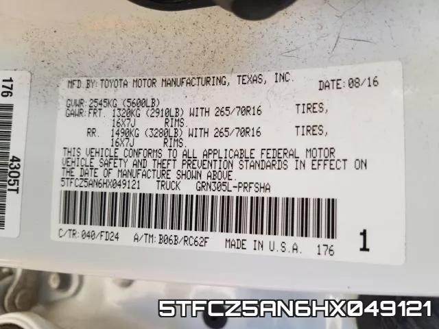 5TFCZ5AN6HX049121 фото 2
