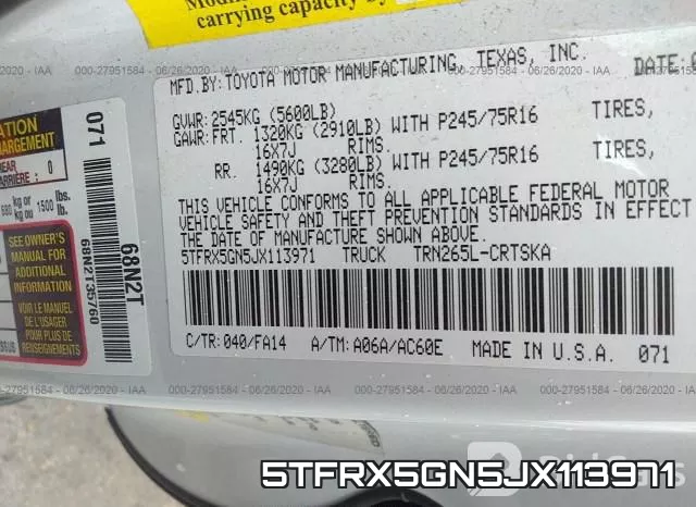 5TFRX5GN5JX113971 фото 10