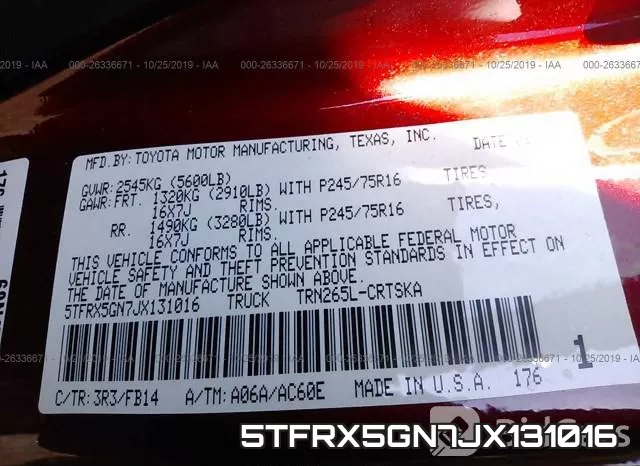 5TFRX5GN7JX131016 фото 10