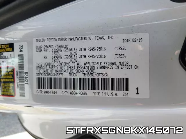 5TFRX5GN8KX145072 фото 2
