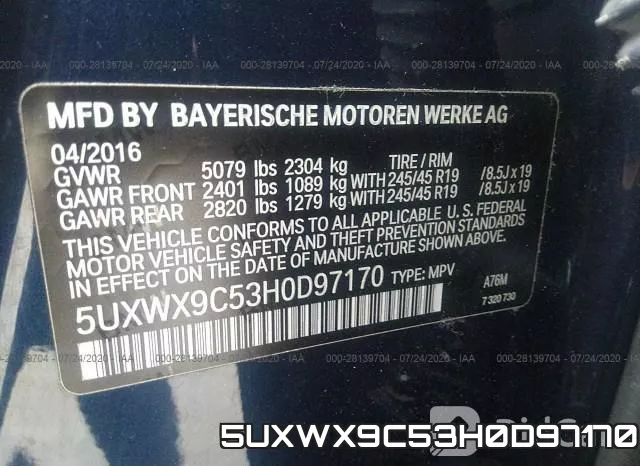 5UXWX9C53H0D97170 фото 10