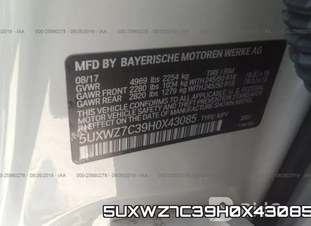 5UXWZ7C39H0X43085 фото 10