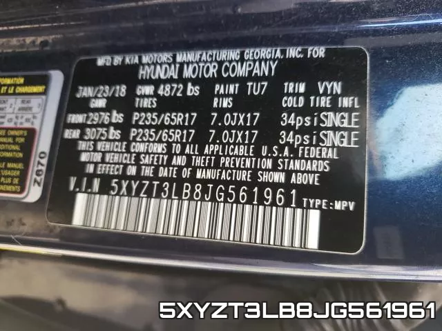 5XYZT3LB8JG561961 фото 2