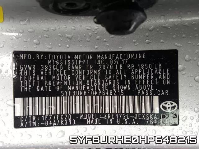 5YFBURHE0HP648215 фото 2