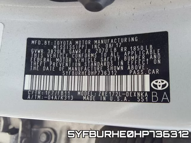 5YFBURHE0HP736312 фото 2