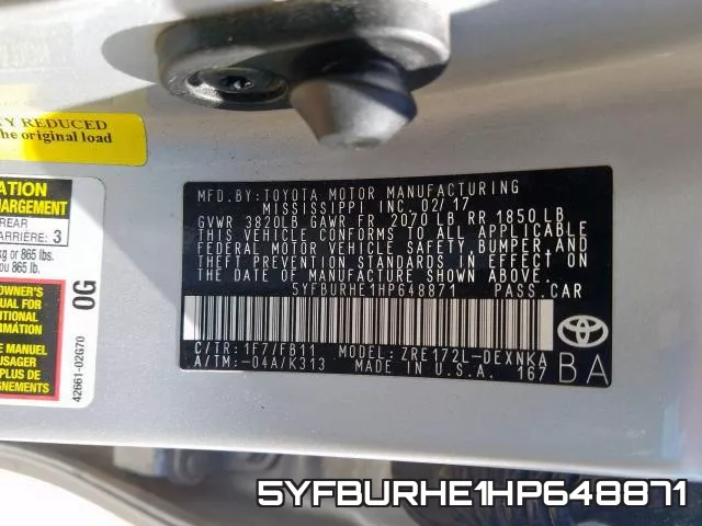 5YFBURHE1HP648871 фото 2
